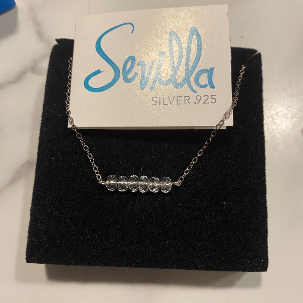 Sevilla Silver Necklace with Clear Beads